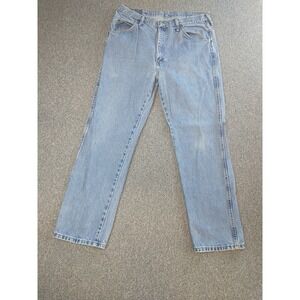 Wrangler Denim Blue Jeans Men's Size 34x29 Straight Leg Light Wash 96501DS Chore